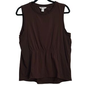 Athleta Chocolate Brown Ruched Gathered Cinched Sleeveless Women's Top size L